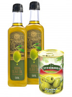 Масло оливковое Agrolive Pomace 810 мл 2 шт + Оливки Луговица зеленые б/к 280гр. в Подарок