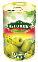 Оливки Луговица зеленые без косточки ж/б 280 г