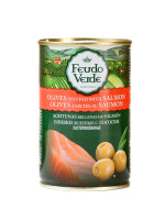 Оливки Feudo Verde зелёные с лососём 300 мл ж/б