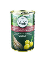 Оливки Feudo Verde зелёные с анчоусом 300 мл ж/б