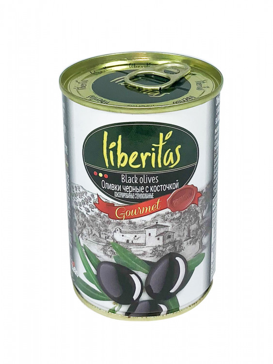 Оливки Liberitas черные с косточками 0.300 мл. / 280 гр.