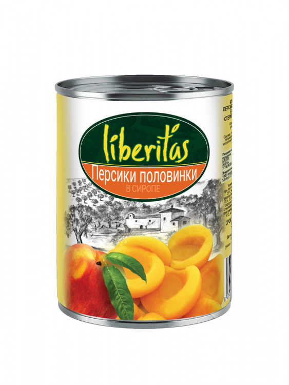 Компот Liberitas персики половинки в сиропе 425 мл, ж/б