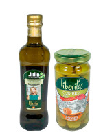 Масло оливковое Liberitas Julia Vysotskaya Extra Virgin 500 мл + Оливки Liberitas зеленые с анчоусом 240 г в ПОДАРОК